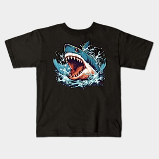 SHARK AND JAWS COLORED CARTOON STYLE, TIGER Kids T-Shirt